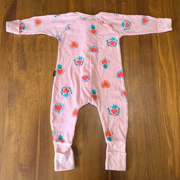 BONDS Hearts Wondersuit Baby Girls 3-6 Mo 00 Pink Zippy Onesie Romper Girl V Day - Picture 2 of 8